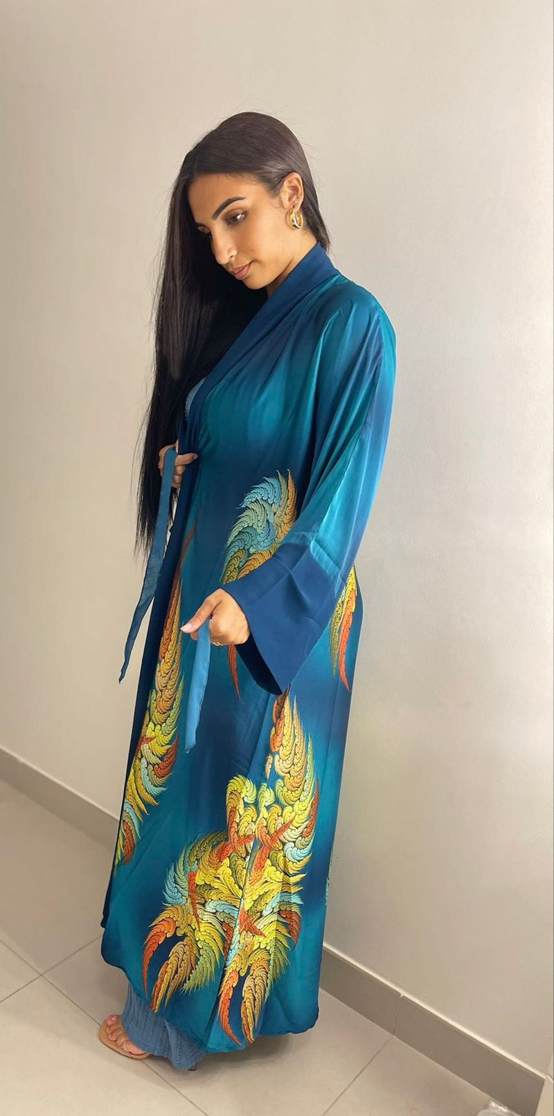 Kimono oriental bleu